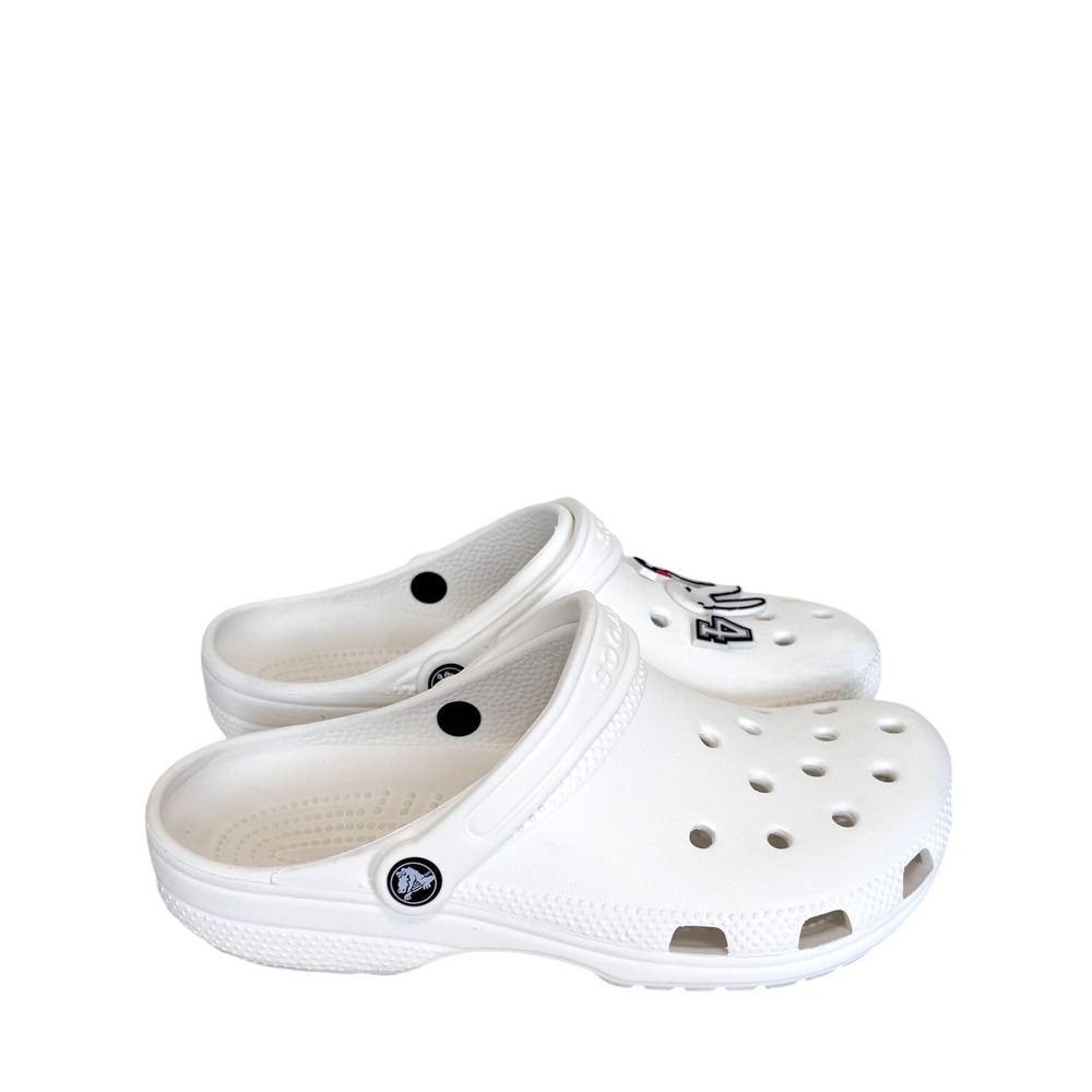 Crocs Womens Classic Clog 9 White Jibbitz Charms Comfort Slip On Shoes